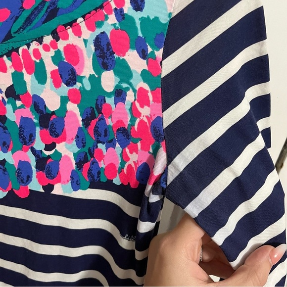Lilly Pulitzer Bay Dress Bright Navy Island Medallion Stripe XXS L1 - Picture 4 of 8
